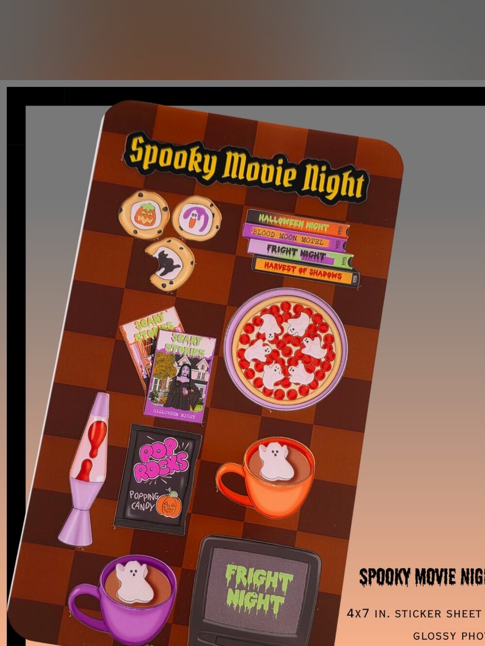 Spooky Movie Night Sticker Sheet - Halloween Party Supplies